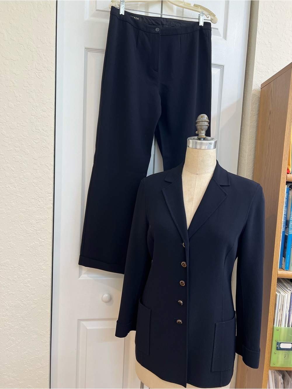 Escada Navy Two-Piece Pantsuit Blazer & Trousers